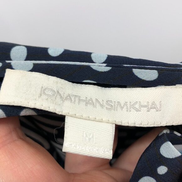 Jonathan  Simkhai blue geometric dot printed high low silk sleevless blouse Md - Picture 6 of 16